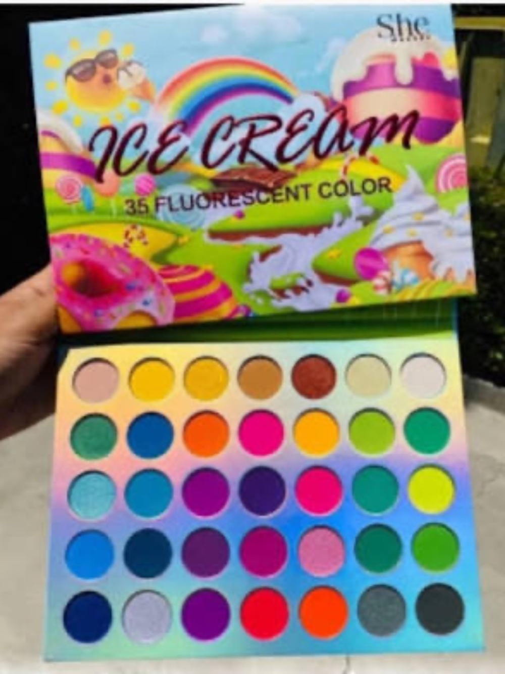 S.he Makeup Colorful Ice Cream 35 Color Fluorescent Shadow Palette